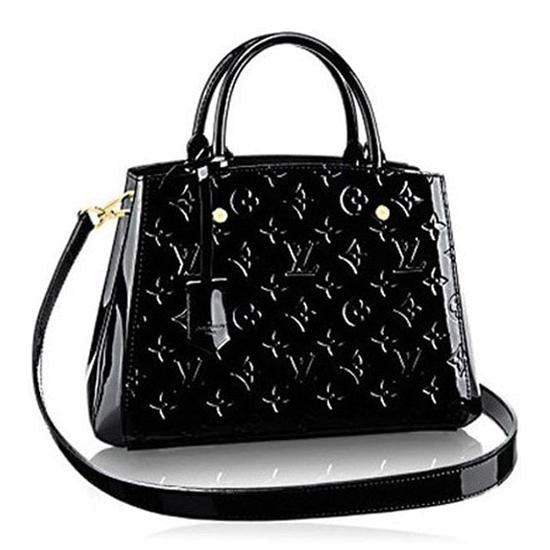 LV Montaigne BB Tote Bag Monogram Vernis Black