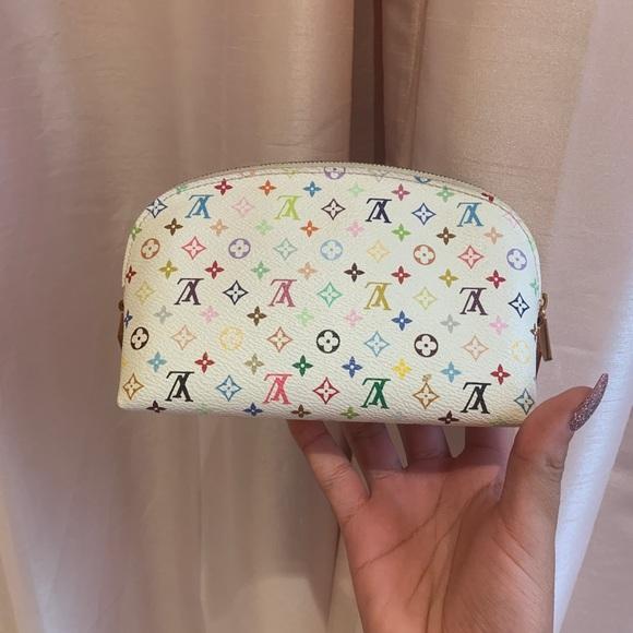 LV Multicolor Cosmetic Pouch GM White