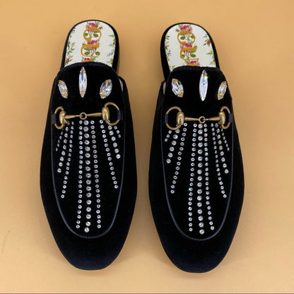 GUCCI velvet crystal loafer