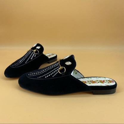 GUCCI velvet crystal loafer