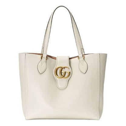 (WMNS) GUCCI Gold Label Logo Leather Tote Shoulder Bag Small White Handbag 652680-1U10T-9022