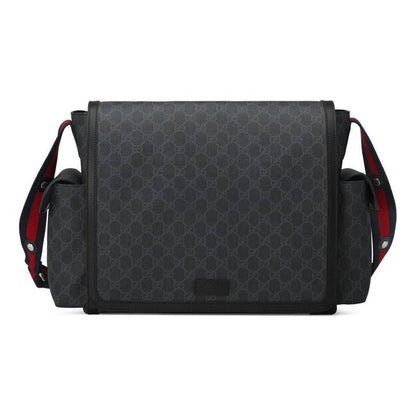 GUCCI Logo Stripe Messenger Bag Gray Black 495909-K5RLN-1095