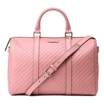 (WMNS) GUCCI Logo Embossing Cowhide Large Capacity Boston handbag Pink 449646-BMJ1G-5806