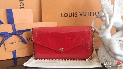 Louis Vuitton Pochette Felicie Bag Monogram Leather Cerise