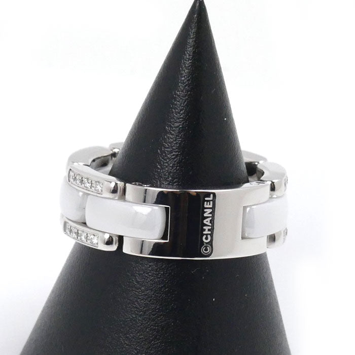 Chanel Ultra Collection Au750 White Gold White Ceramic Ring Size 14.5