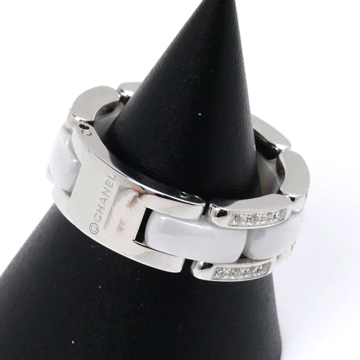 Chanel Ultra Collection Au750 White Gold White Ceramic Ring Size 14.5