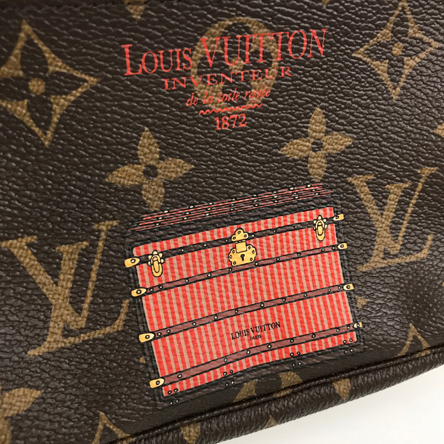 LOUIS VUITTON trunk print stripes Pouch