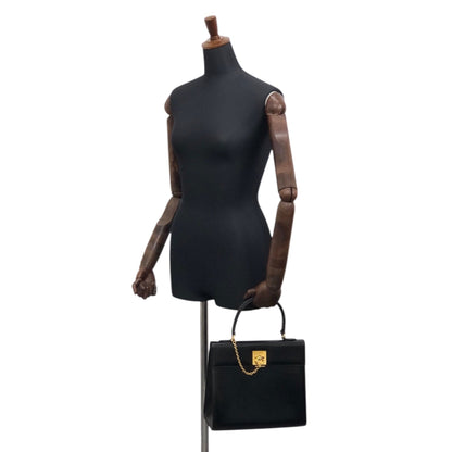 CELINE Gancini Top Handle Handbag Black Vintage whcwed