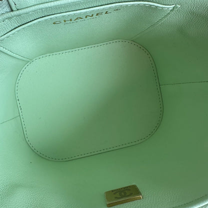 *Microchip, Brand New* Trendy CC Vanity Small Light Green Lambskin