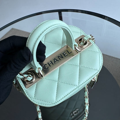 *Microchip, Brand New* Trendy CC Vanity Small Light Green Lambskin