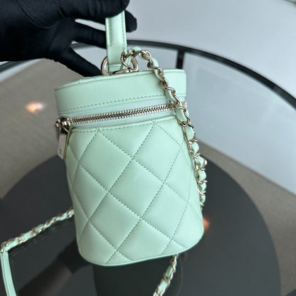 *Microchip, Brand New* Trendy CC Vanity Small Light Green Lambskin