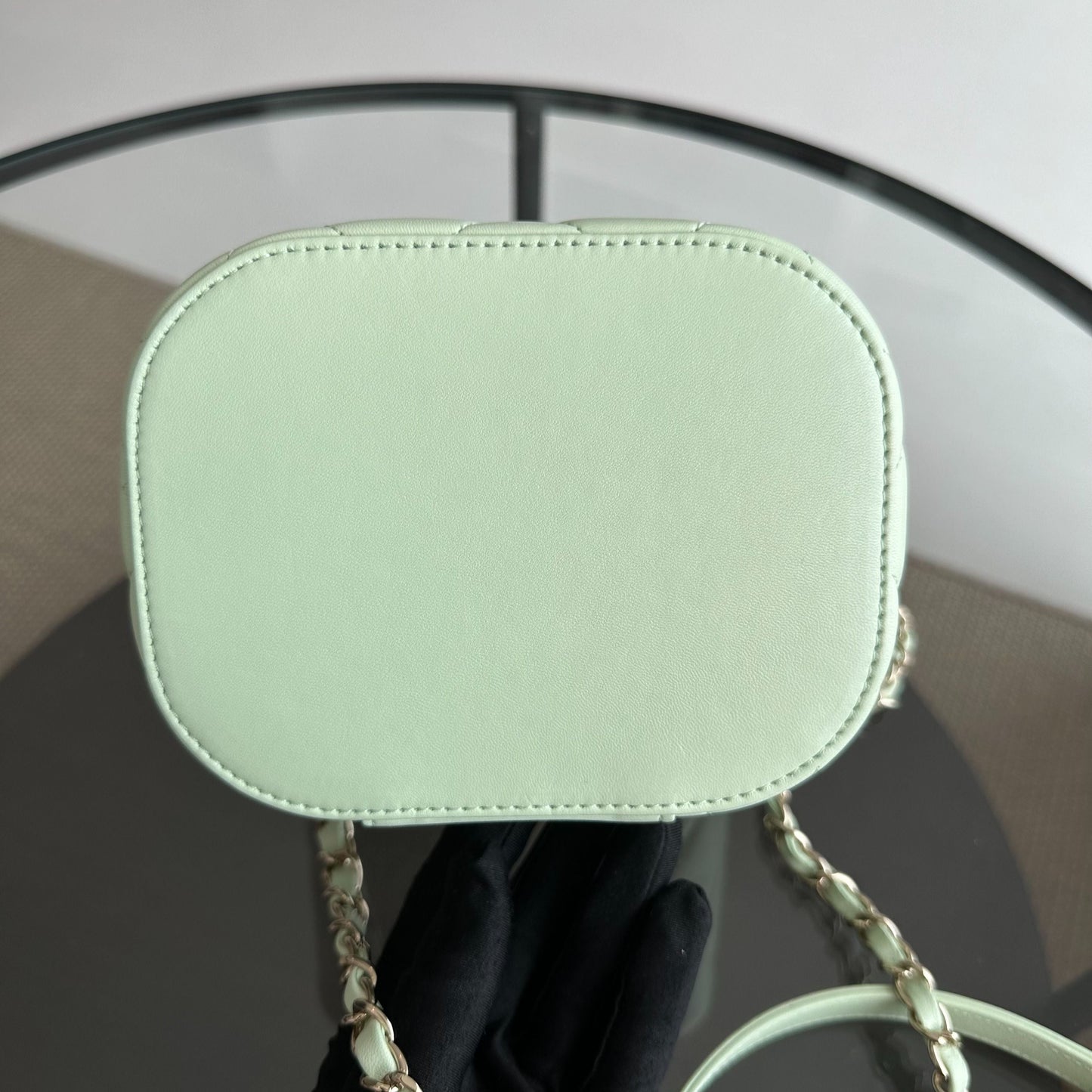 *Microchip, Brand New* Trendy CC Vanity Small Light Green Lambskin