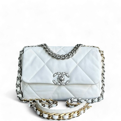 *Microchip* Chanel C19 Small 19 Bag Quilted Goatskin Two-Tone Hardware Microchipped