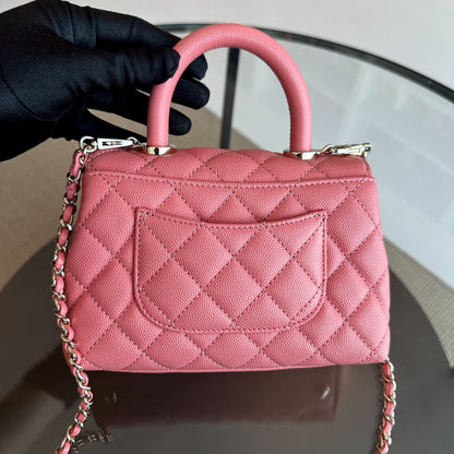 *Microchip, Full Set, Receipt* Mini Caviar Coco Handle Quilted Light Pink GHW