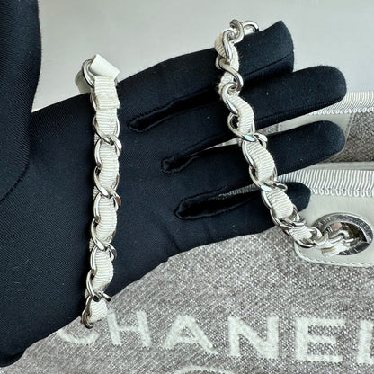 *Microchip, Like New* Chanel Deauville Tote Medium Grey White SHW Microchip