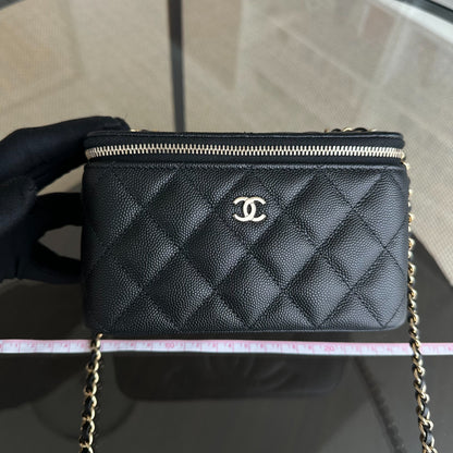 *Microchip, Like New* Long Vanity Classic Quilted Caviar Small Black LGHW