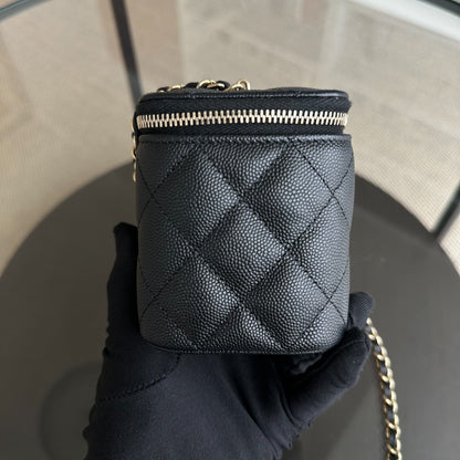 *Microchip, Like New* Long Vanity Classic Quilted Caviar Small Black LGHW
