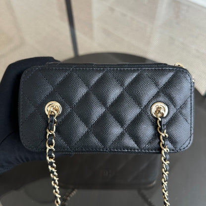 *Microchip, Like New* Long Vanity Classic Quilted Caviar Small Black LGHW