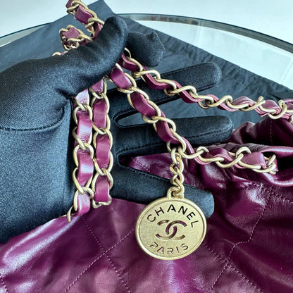 *Microchip, Receipt Full Set* 22 Calfskin Medium Violet With Pouch 22Bag RFID Microchip