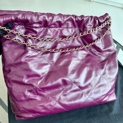 *Microchip, Receipt Full Set* 22 Calfskin Medium Violet With Pouch 22Bag RFID Microchip