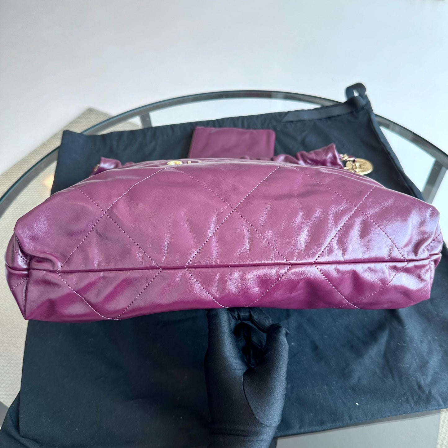 *Microchip, Receipt Full Set* 22 Calfskin Medium Violet With Pouch 22Bag RFID Microchip