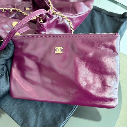 *Microchip, Receipt Full Set* 22 Calfskin Medium Violet With Pouch 22Bag RFID Microchip