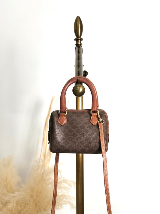 CELINE Macadam Two-way Small Boston bag Shoulder bag Brown Vintage bnscrs
