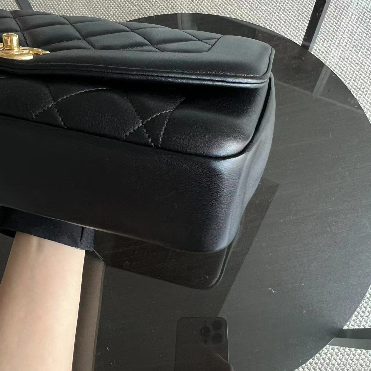 *Modern Reissue 2015* Diana 28CM Quilted Lambskin Black Golden Hardware Series 20