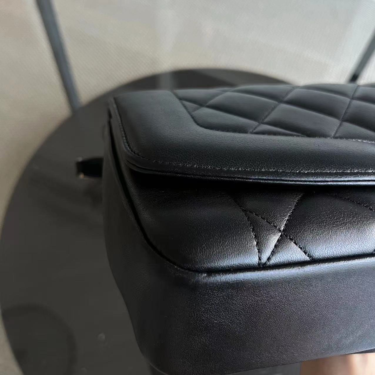*Modern Reissue 2015* Diana 28CM Quilted Lambskin Black Golden Hardware Series 20