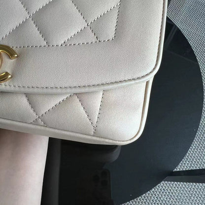 *Modern Reissue 2015* Diana Small 22CM Quilted Lambskin Beige Golden Hardware Series 20