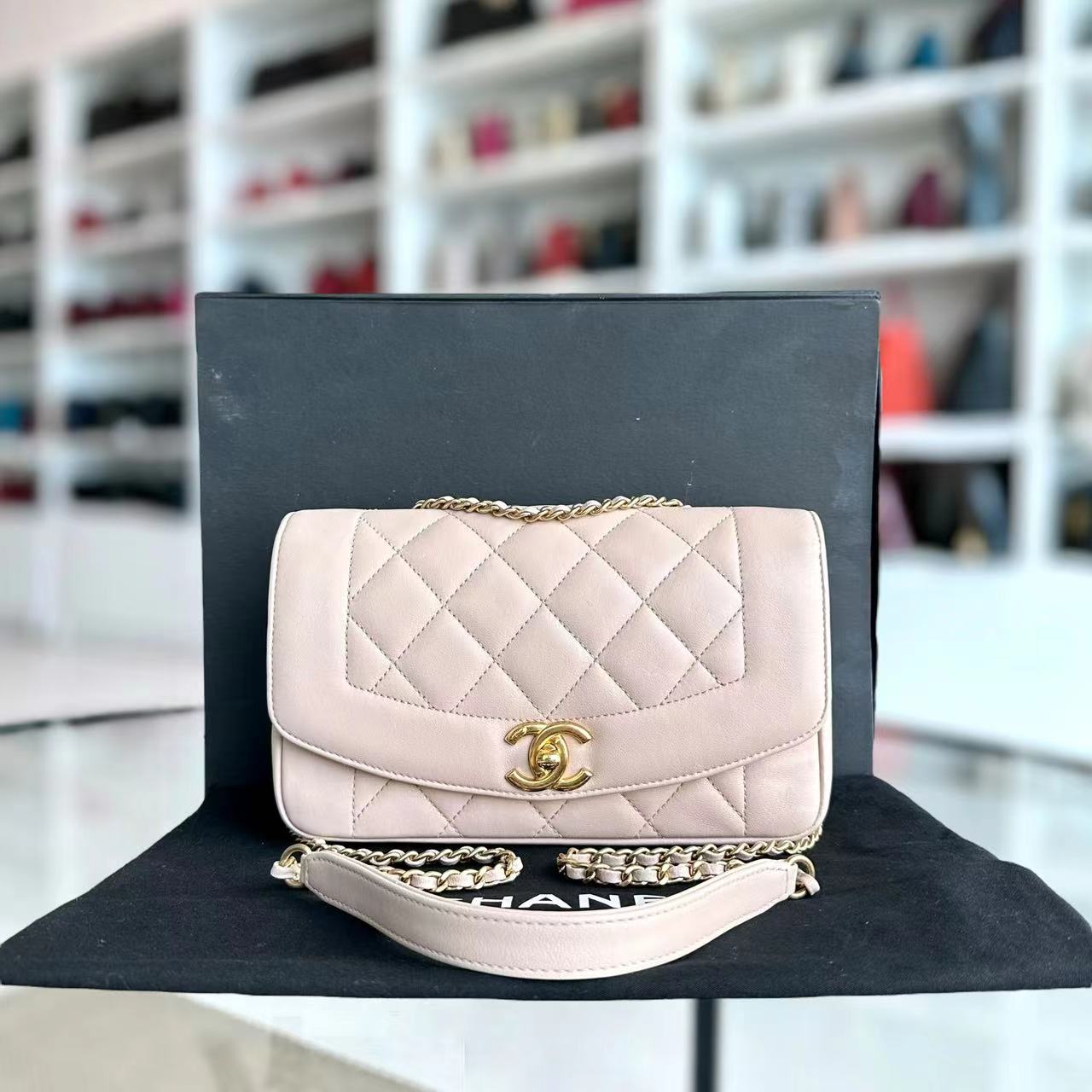 *Modern Reissue 2015* Diana Small 22CM Quilted Lambskin Light Pink Golden Hardware Series 20