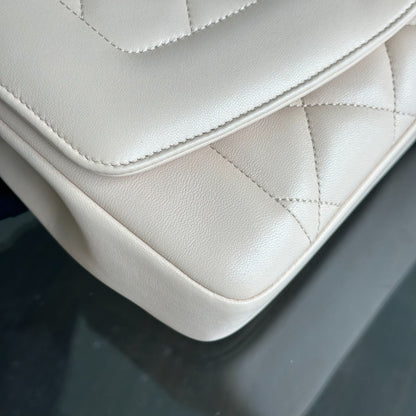 *Modern Reissue, Like New* Diana Jumbo 28CM Quilted Lambskin Beige GHW No 20