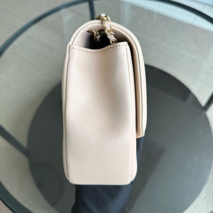 *Modern Reissue, Like New* Diana Jumbo 28CM Quilted Lambskin Beige GHW No 20