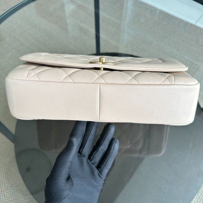 *Modern Reissue, Like New* Diana Jumbo 28CM Quilted Lambskin Beige GHW No 20