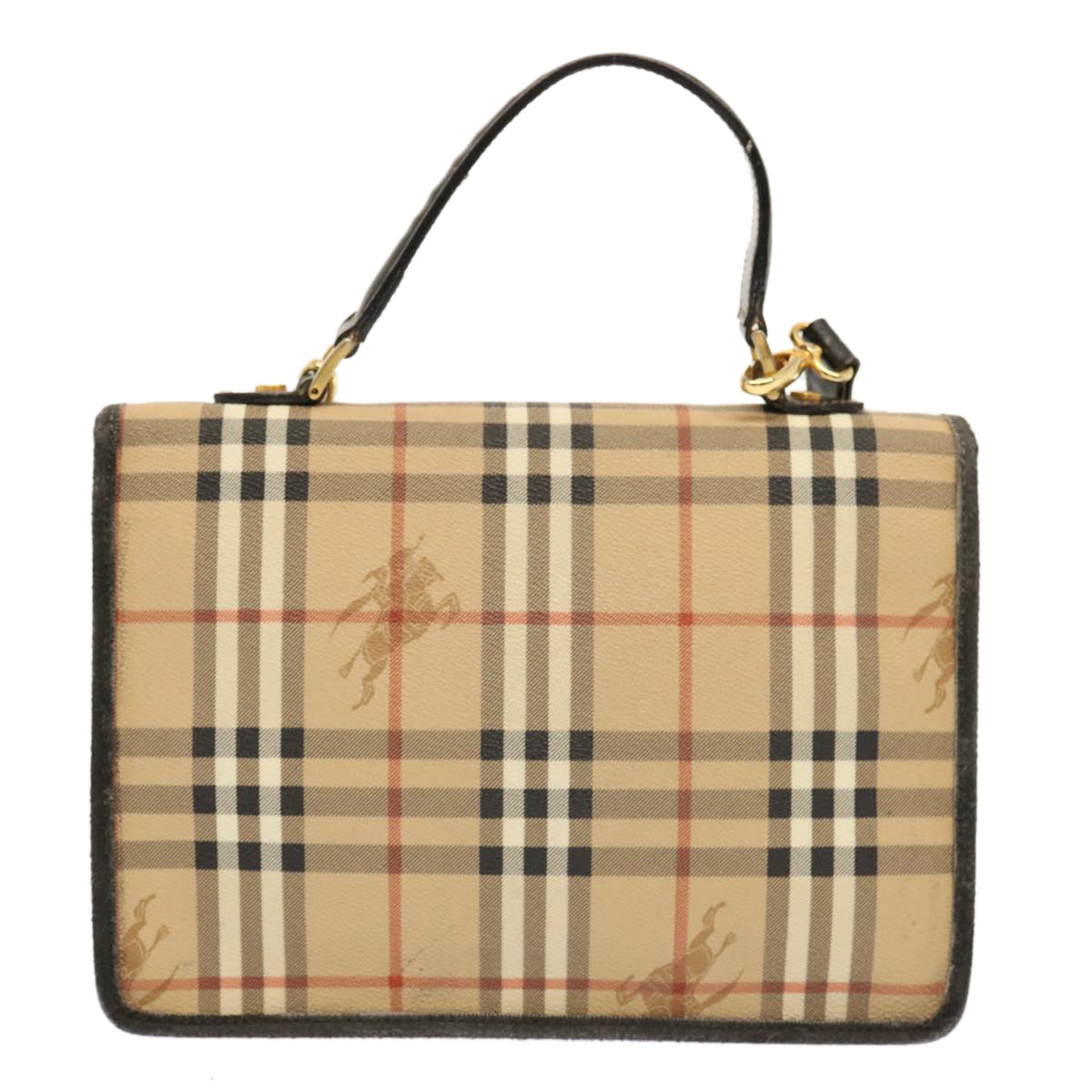 BurberrySs Nova Check Hand Bag PVC 2way Beige Auth mr100
