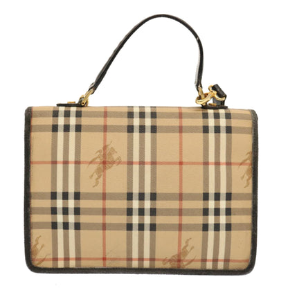 BurberrySs Nova Check Hand Bag PVC 2way Beige Auth mr100