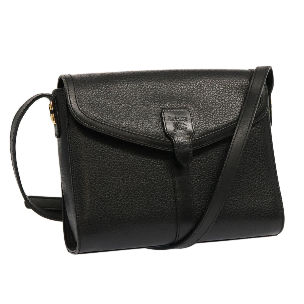 BurberrySs Shoulder Bag Leather Black Auth mr101