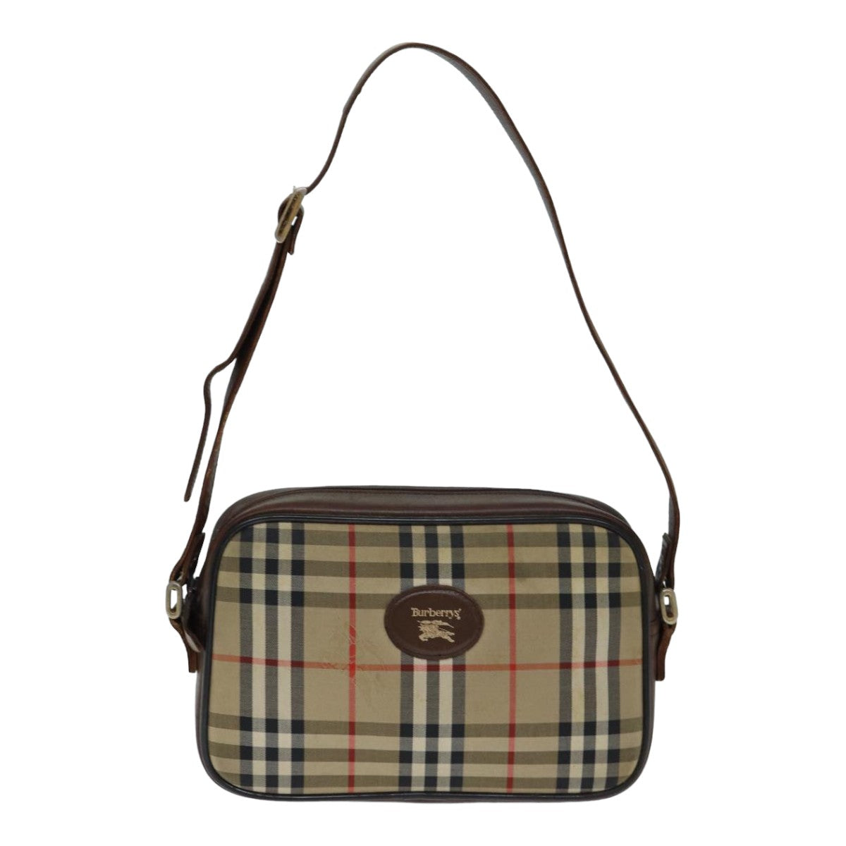 BURBERRYSs Nova Check Shoulder Bag Canvas Beige Auth mr273