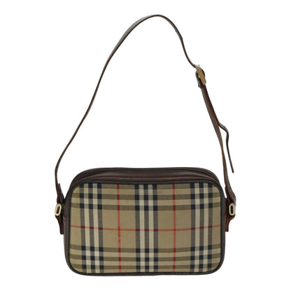 BURBERRYSs Nova Check Shoulder Bag Canvas Beige Auth mr273