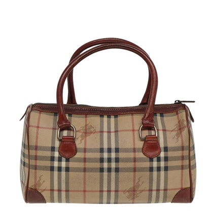 BURBERRYSs Nova Check Hand Bag PVC Leather Beige Auth mr276