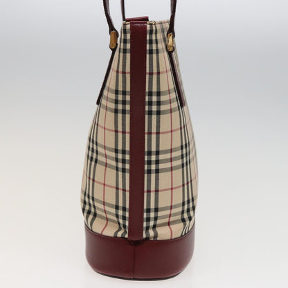 BURBERRY Nova Check Tote Bag Canvas Beige Auth mr278
