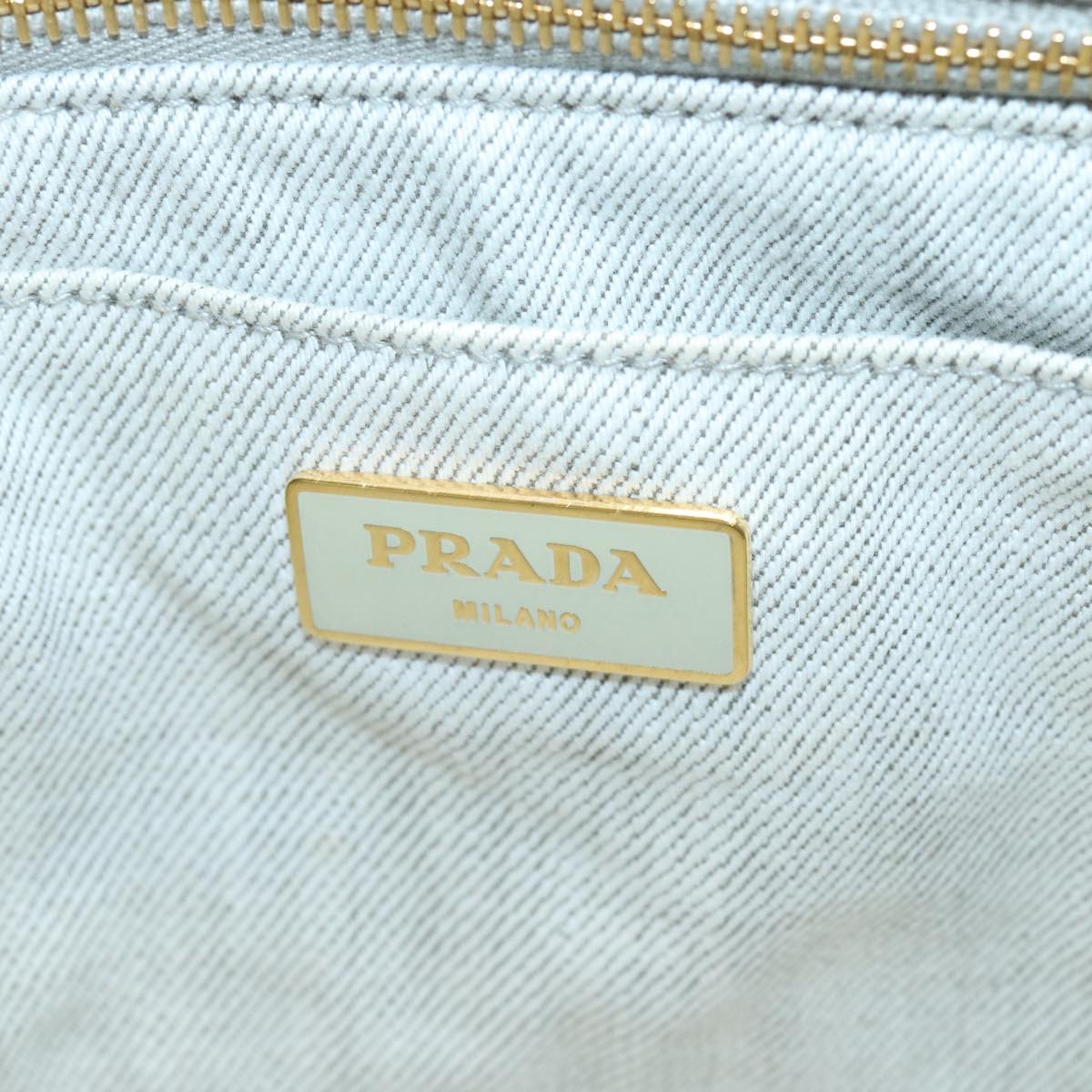 PRADA Canapa MM Hand Bag Canvas 2way Gray Auth mr284