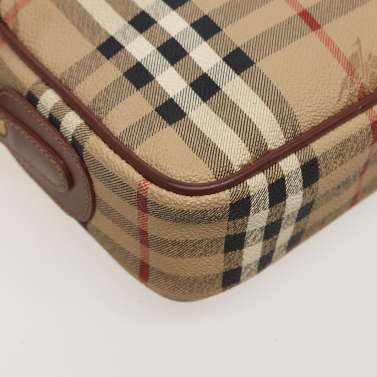 BURBERRYSs Nova Check Shoulder Bag PVC Leather Beige Auth mr288