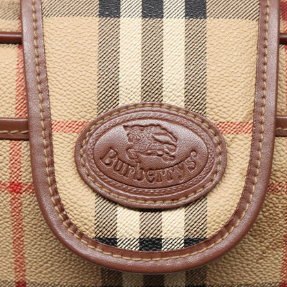 BURBERRYSs Nova Check Shoulder Bag PVC Leather Beige Auth mr288