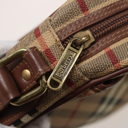 BURBERRYSs Nova Check Shoulder Bag PVC Leather Beige Auth mr288