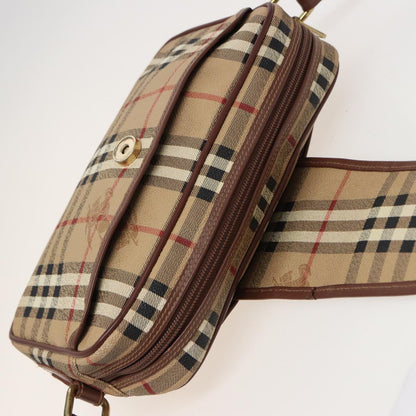 BURBERRYSs Nova Check Shoulder Bag PVC Leather Beige Auth mr288