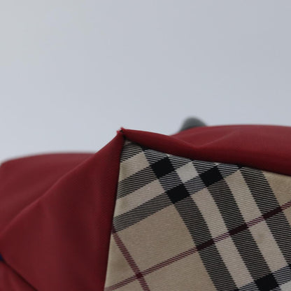 BURBERRY Nova Check Blue Label Hand Bag Nylon Beige Red Auth mr331