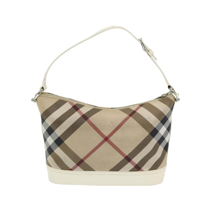 BURBERRY Nova Check Shoulder Bag PVC Beige Auth mr351