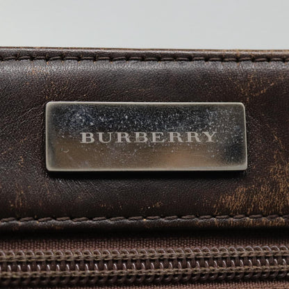 BURBERRY Nova Check Shoulder Bag Canvas Leather Beige Brown Silver Auth mr422
