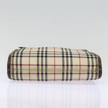 BURBERRY Nova Check Shoulder Bag Canvas Leather Beige Brown Silver Auth mr422